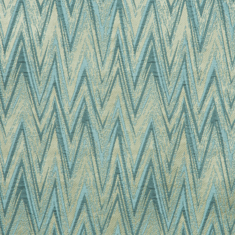 Laurena Dario Collection: Textured Distressed zigzag Patterned Furnishing Fabric; 280cm, Aqua Blue