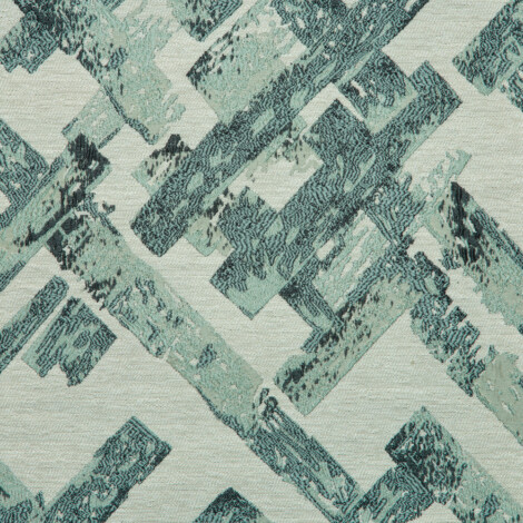 Vista Collection: Haining Textured Rectangular Shards Patterned Furnishing Fabric; 280cm, Sky Blue/White 1
