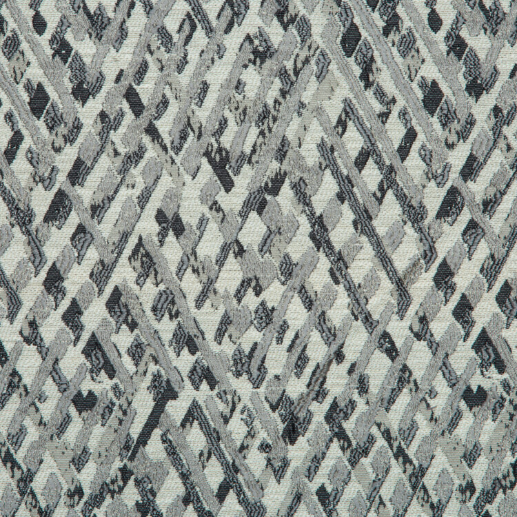Vista Collection: Haining Textured Diamond Shaped Patterned Furnishing Fabric; 280cm, Dark Grey/White