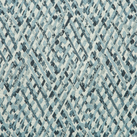 Vista Collection: Haining Textured Diamond Shaped Patterned Furnishing Fabric; 280cm, Light Blue/White 1