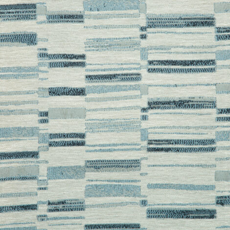 Vista Collection: Haining Textured Asymmetrical Striped Patterned Furnishing Fabric; 280cm, Light Blue/White 1