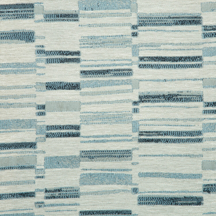 Vista Collection: Haining Textured Asymmetrical Striped Patterned Furnishing Fabric; 280cm, Light Blue/White