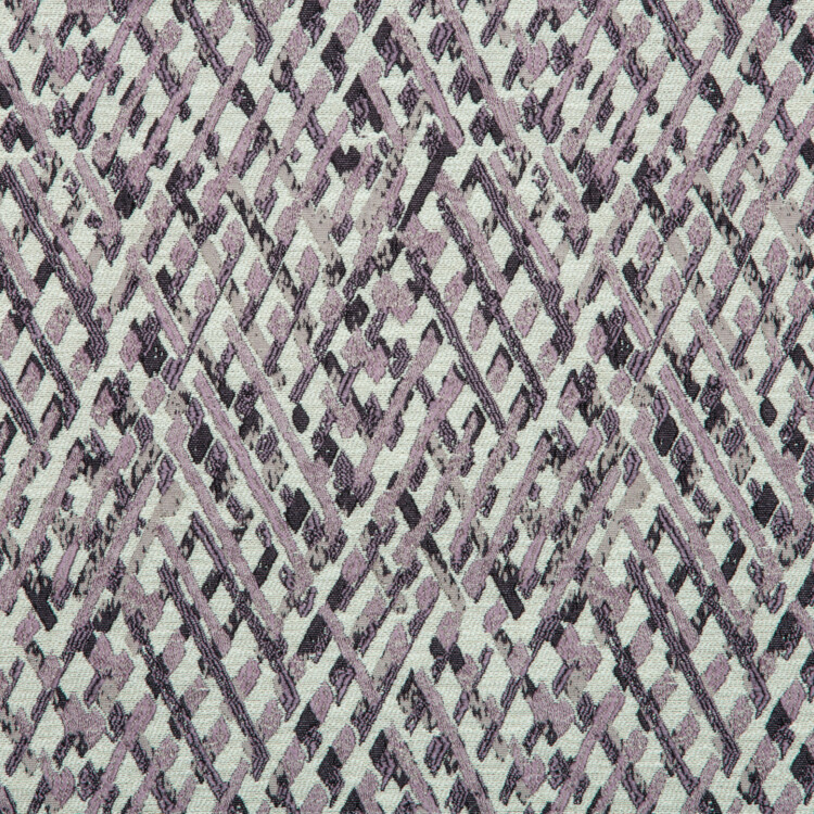 Vista Collection: Haining Textured Diamond Shaped Patterned Furnishing Fabric; 280cm, Lilac/White