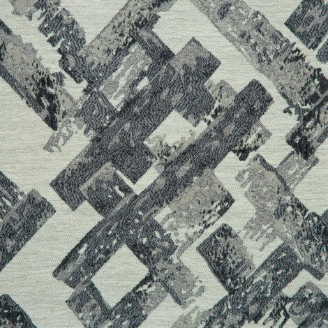 Vista Collection: Haining Textured Rectangular Shards Patterned Furnishing Fabric; 280cm, Dark Grey/White 1