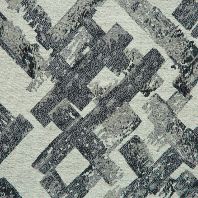 Vista Collection: Haining Textured Rectangular Shards Patterned Furnishing Fabric; 280cm, Dark Grey/White