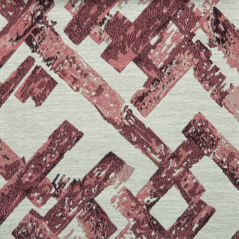 Vista Collection: Haining Textured Rectangular Shards Patterned Furnishing Fabric; 280cm, Rose/White 1