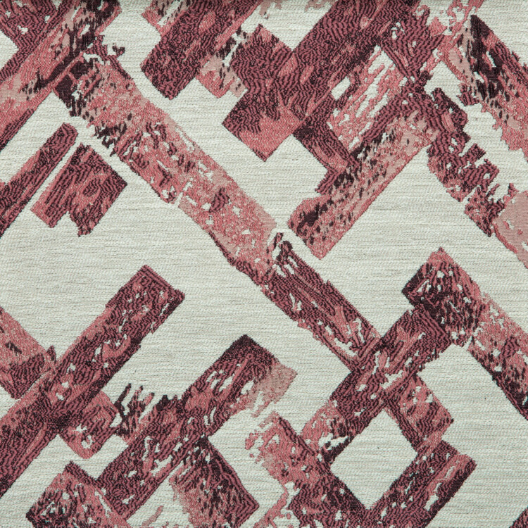 Vista Collection: Haining Textured Rectangular Shards Patterned Furnishing Fabric; 280cm, Rose/White