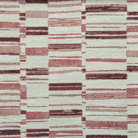 Vista Collection: Haining Textured Asymmetrical Striped Patterned Furnishing Fabric; 280cm, Rose/White 1