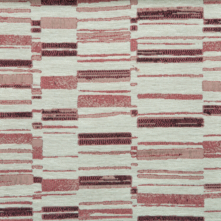 Vista Collection: Haining Textured Asymmetrical Striped Patterned Furnishing Fabric; 280cm, Rose/White