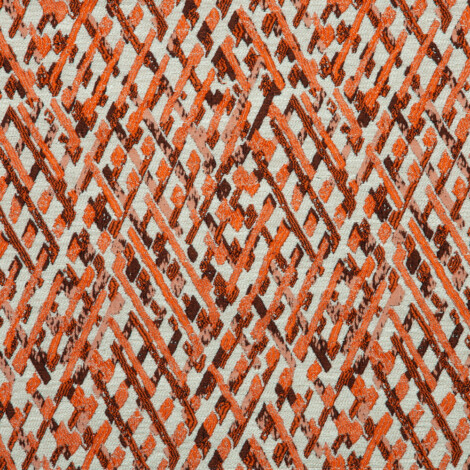 Vista Collection: Haining Textured Diamond Shaped Patterned Furnishing Fabric; 280cm, Orange/White 1