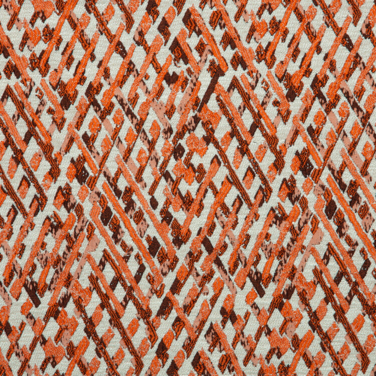 Vista Collection: Haining Textured Diamond Shaped Patterned Furnishing Fabric; 280cm, Orange/White