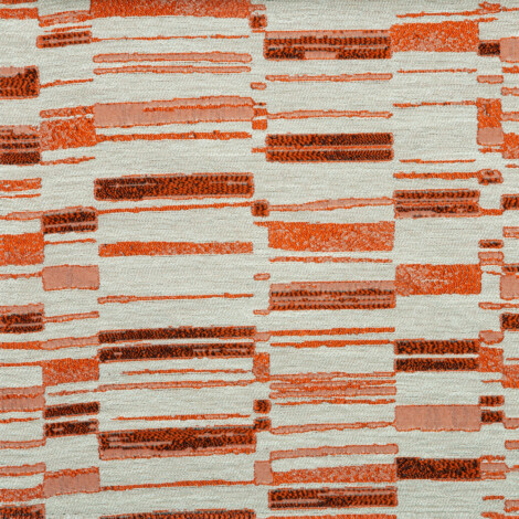Vista Collection: Haining Textured Asymmetrical Striped Patterned Furnishing Fabric; 280cm, Orange/White 1