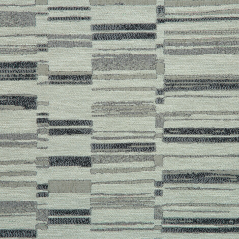Vista Collection: Haining Textured Asymmetrical Striped Patterned Furnishing Fabric; 280cm, Dark Grey/White 1