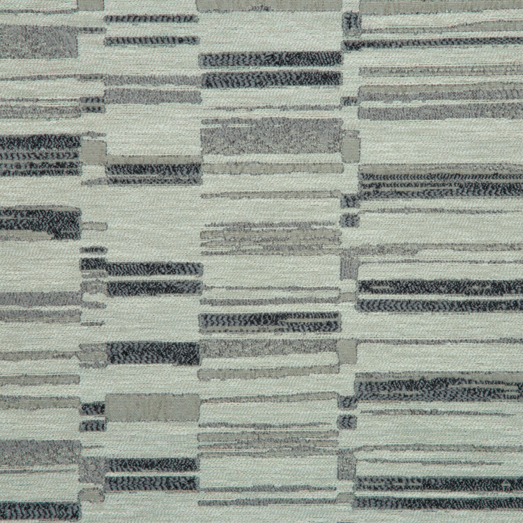 Vista Collection: Haining Textured Asymmetrical Striped Patterned Furnishing Fabric; 280cm, Dark Grey/White