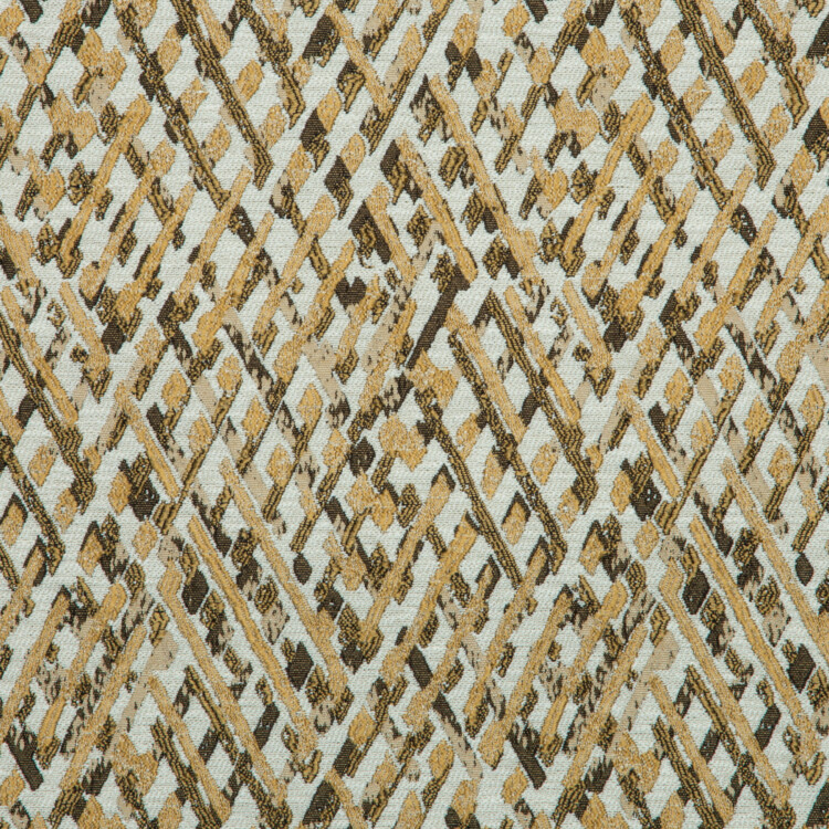 Vista Collection: Haining Textured Diamond Shaped Patterned Furnishing Fabric; 280cm, Gold/White