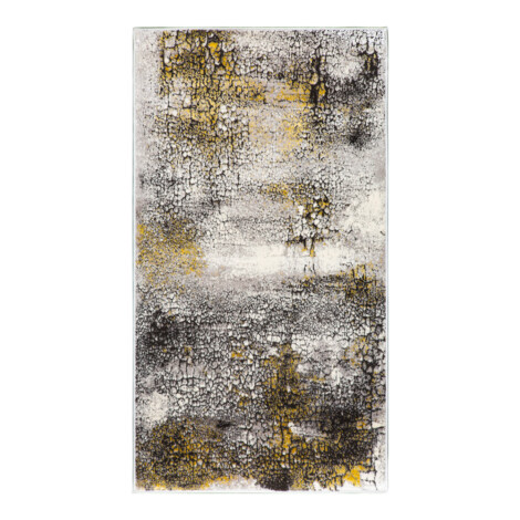 Grand: Almira Cracked Abstract Pattern Carpet  Rug, (80×150)cm, Yellow/Grey 1