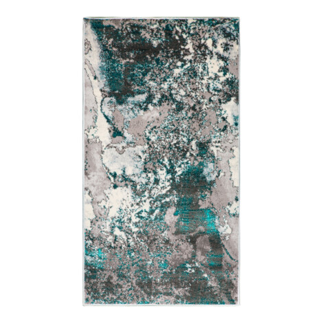 Grand: Almira Distressed Abstract pattern Carpet  Rug, (80×150)cm, Turquoise/Grey 1