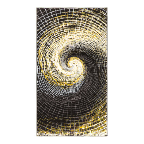 Grand: Almira Geometric Spiral Art Pattern Carpet  Rug, (200×290)cm, Yellow/Black/Grey 1