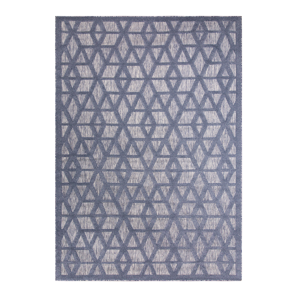 Grand: Newport Geometric Hexagonal Pattern Carpet Rug, (80×150)cm, Navy Blue/Grey 1