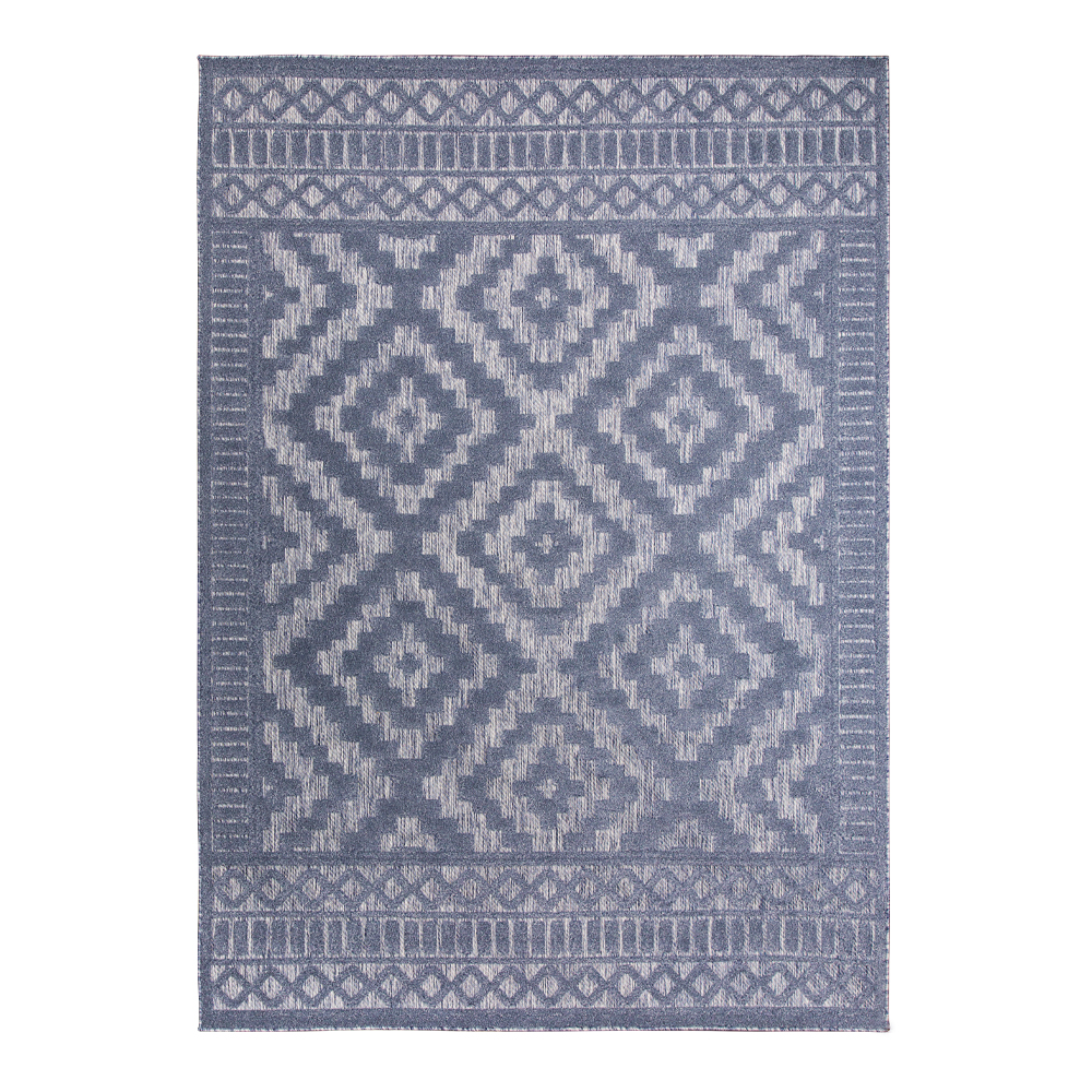 Grand: Newport Trellis Pattern Carpet Rug, (80×150)cm, Navy Blue/Grey 1