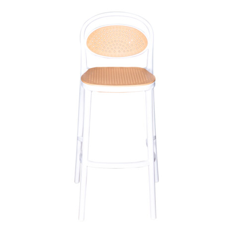 Bar Chair With Back Rest; (49x52x103)cm, White/Brown 1