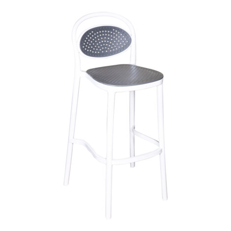 Bar Chair With Back Rest; (49x52x103)cm, White/Grey