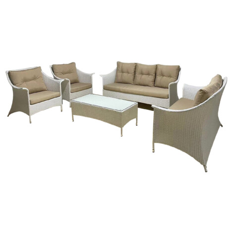 Garden Furniture Set: 7-Seater Sofa Set (3+2+1+1) + 1 Coffee Table-Glass Top (110x50x40)cm 1