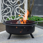 Cross Weave FireBowl With Large Fire Pit; (91.44x91.44x60.96)cm, Black