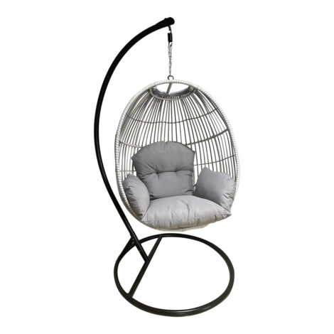 Garden Swing Basket With Cushion; (100x72x123)cm, Grey 1