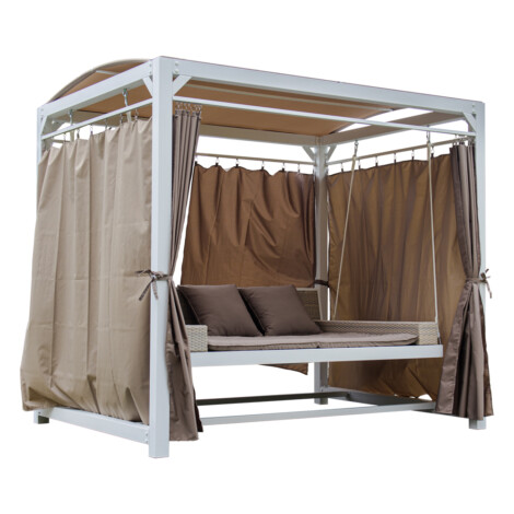 Steel Swing Bed With Shelter And Curtain Set; (236x180x210)cm 1