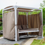 Steel Swing Bed With Shelter And Curtain Set; (236x180x210)cm
