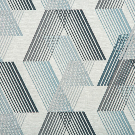 Samara Collection: Geometric Chevron Seamless Patterned Curtain Fabric, 280cm, Light Blue/Off White 1