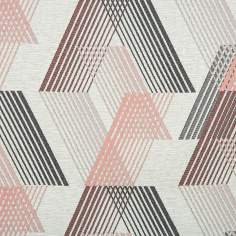 Samara Collection: Geometric Chevron Seamless Patterned Curtain Fabric, 280cm, Pink Melon/Off White 1