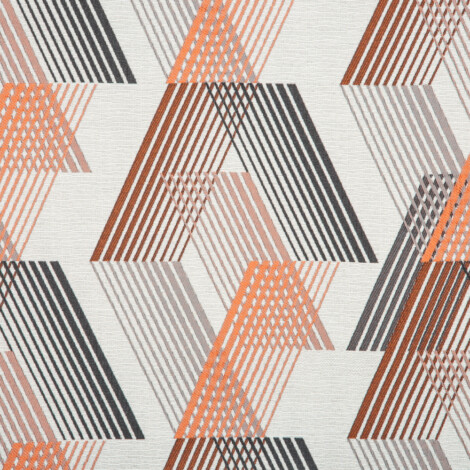 Samara Collection: Geometric Chevron Seamless Patterned Curtain Fabric, 280cm, Orange/Off White 1