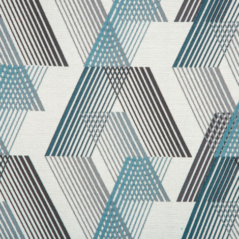 Samara Collection: Geometric Chevron Seamless Patterned Curtain Fabric, 280cm, Blue/Off White 1