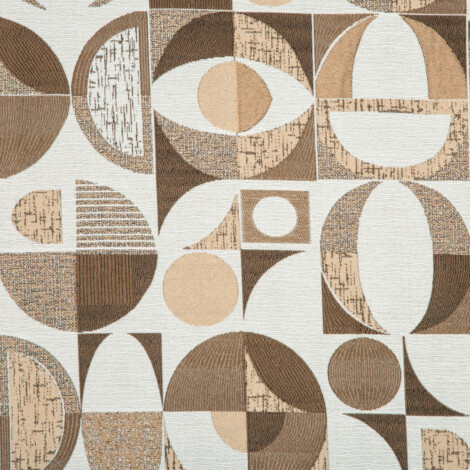 Samara Collection: Round Geometric Textured Patterned Curtain Fabric, 280cm, Ivory Cream/Off White 1