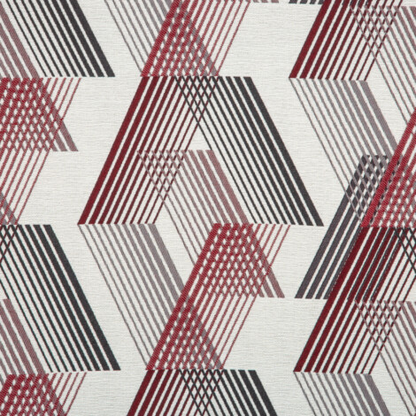 Samara Collection: Geometric Chevron Seamless Patterned Curtain Fabric, 280cm, Maroon Grey/Off White 1