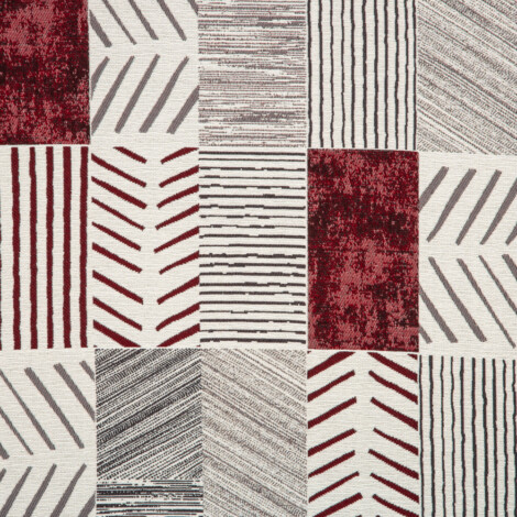 Samara Collection: Rectangles seamless vector patterned Curtain Fabric, 280cm, Maroon Grey/Off White 1