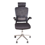 High Back Office Chair With Headrest; (62.5x61x129.5)cm Mesh/Fabric, Black