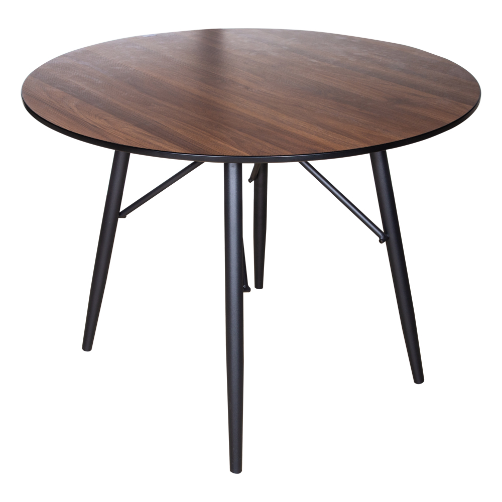 City: Round Dining Table-Wood Top; (Ø100x73cm), Walnut  1
