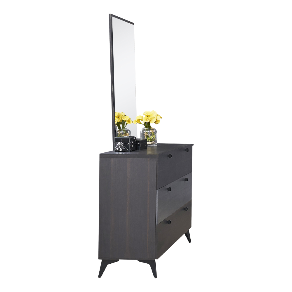 Dresser; (120x40x186)cm + Mirror; (60×100)cm, Dark Oak/F