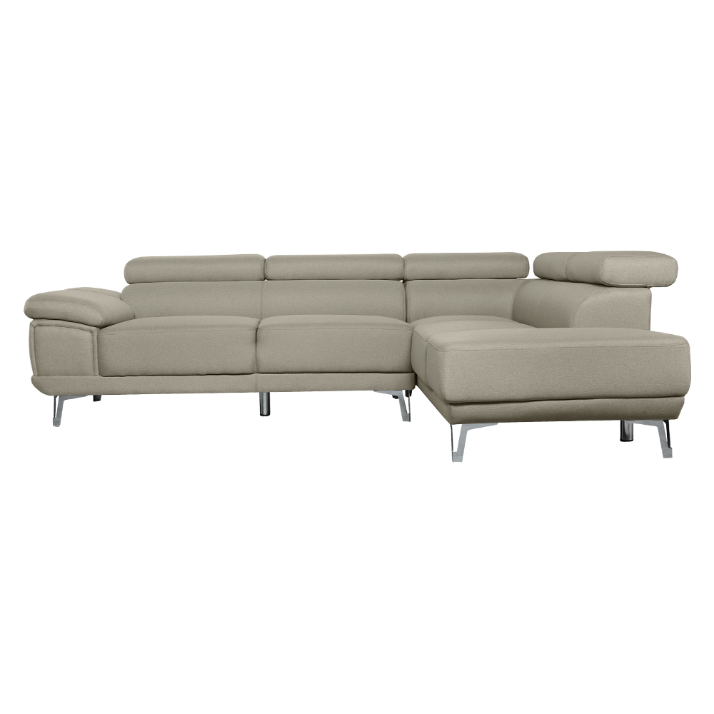 Linen Fabric Corner Sofa + Chaise, Right, Bisque