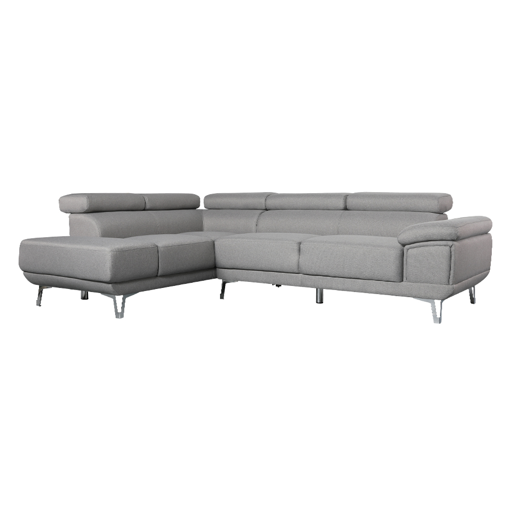 Linen Fabric Corner Sofa + Chaise, Left, Light Grey 1
