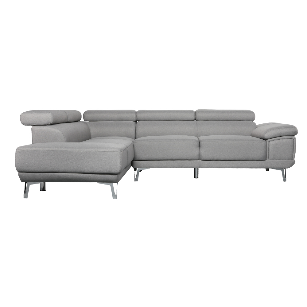Linen Fabric Corner Sofa + Chaise, Left, Light Grey