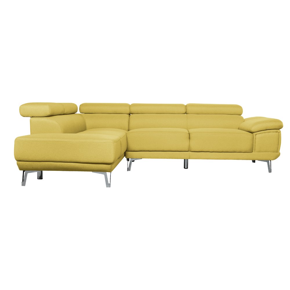 Linen Fabric Corner Sofa + Chaise, Left, Yellow