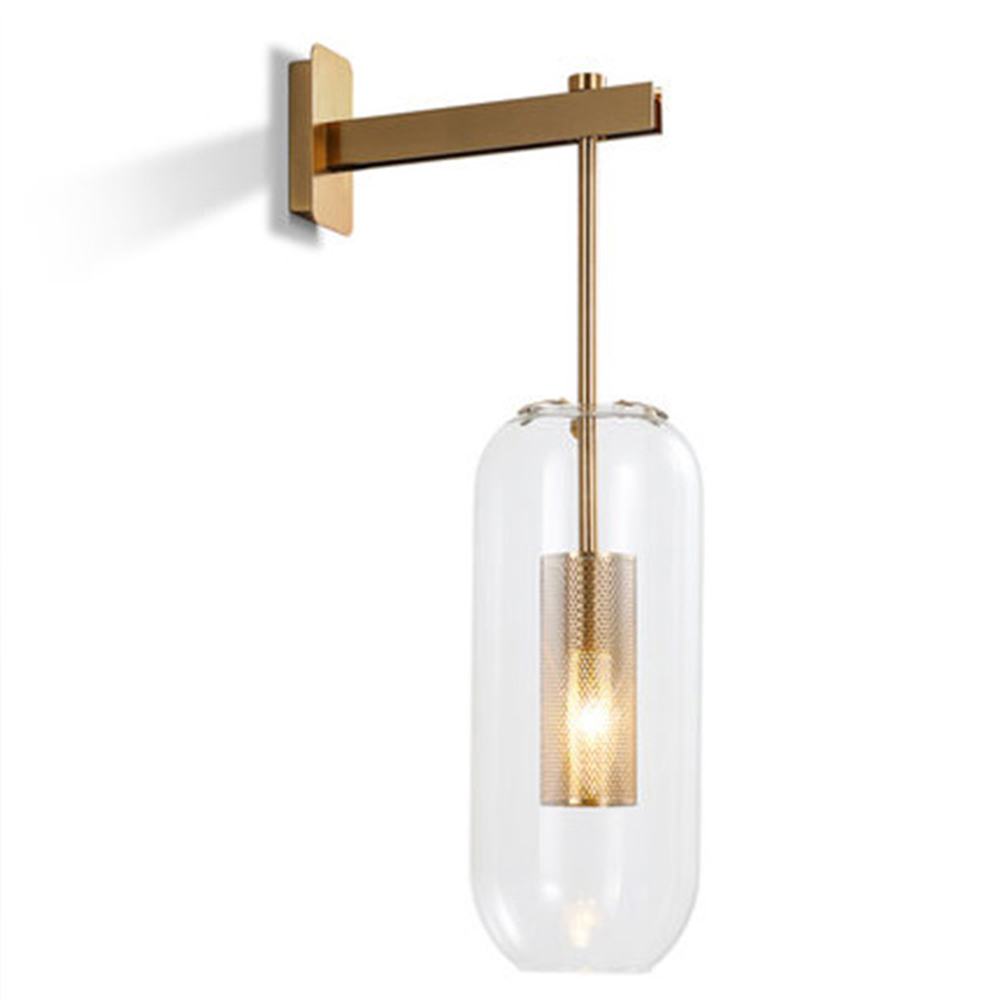 Domus: Glass Wall Lamp: E27, (D15xH60)cm, Transparent 1