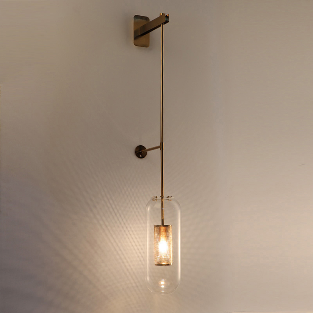 Domus: Glass Wall Lamp: 1.5mts,  E27,  (D15xH150)cm, Transparent