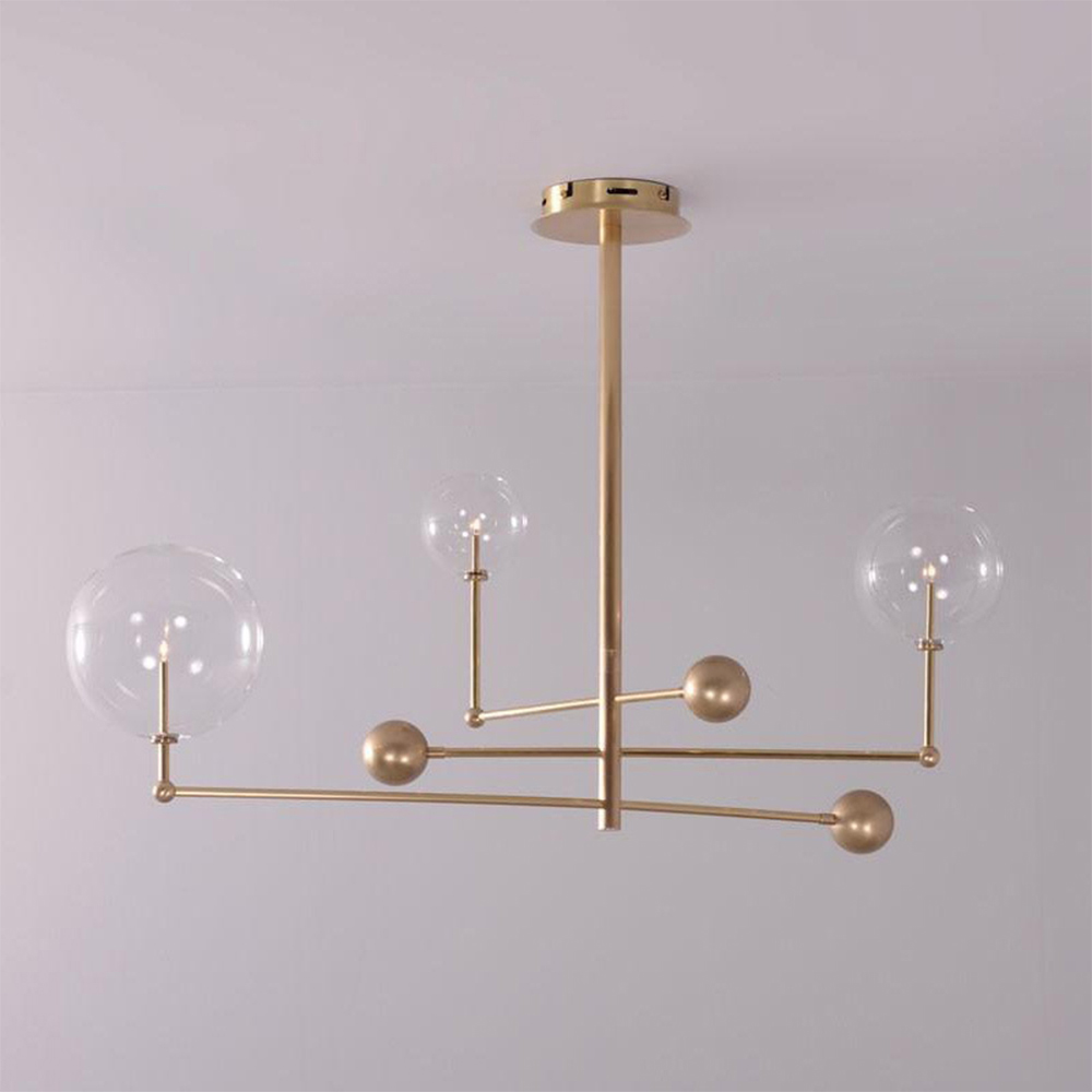 Domus: Glass Ceiling Pendant Lamp, 3 Lights: E27, Black/Gold 1