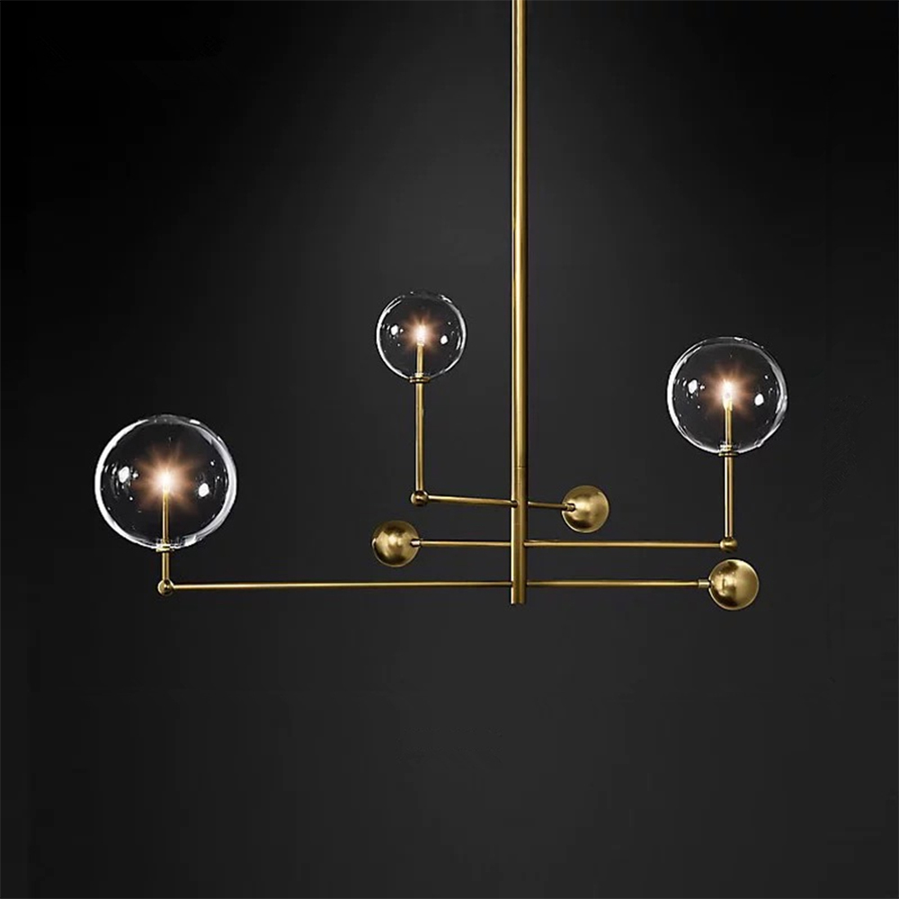 Domus: Glass Ceiling Pendant Lamp, 3 Lights: E27, Black/Gold