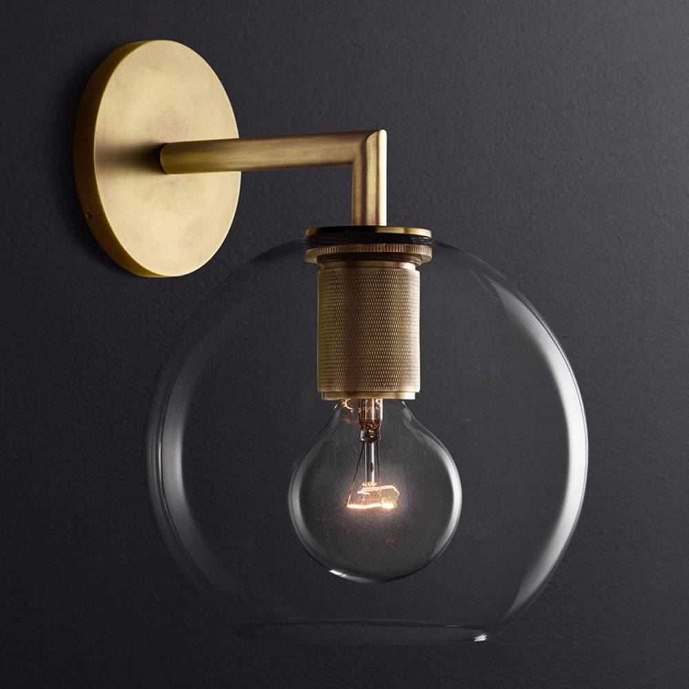Domus: Glass Wall Lamp: E27, (D18xH28)cm, Gold